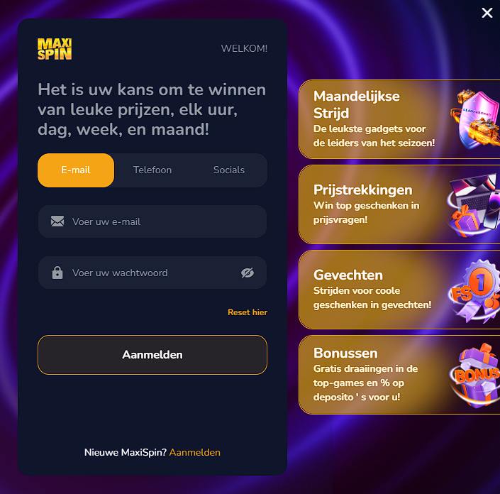 MaxiSpin Inloggen 